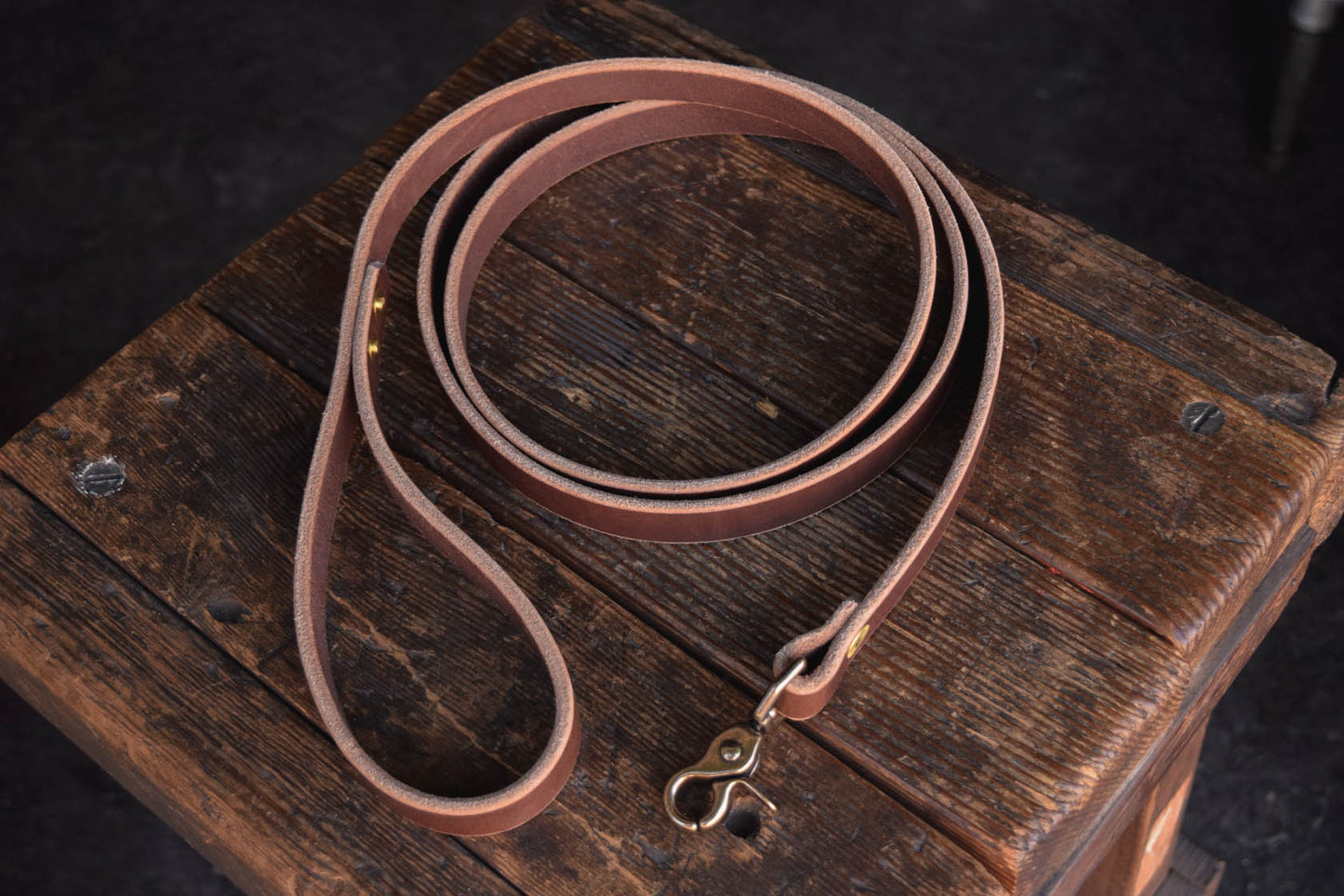 Thick Leather Dog Leash Lead Handmade Quality Durable All Weather Brass PNW K9 Gear