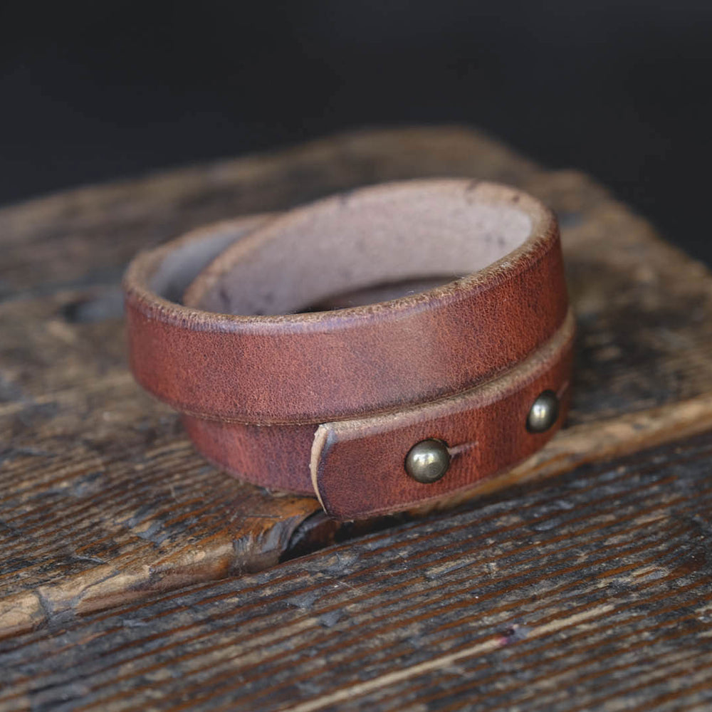 
                  
                    Thick Leather Double Wrap Cuff Handmade PNW USA Craft and Lore
                  
                