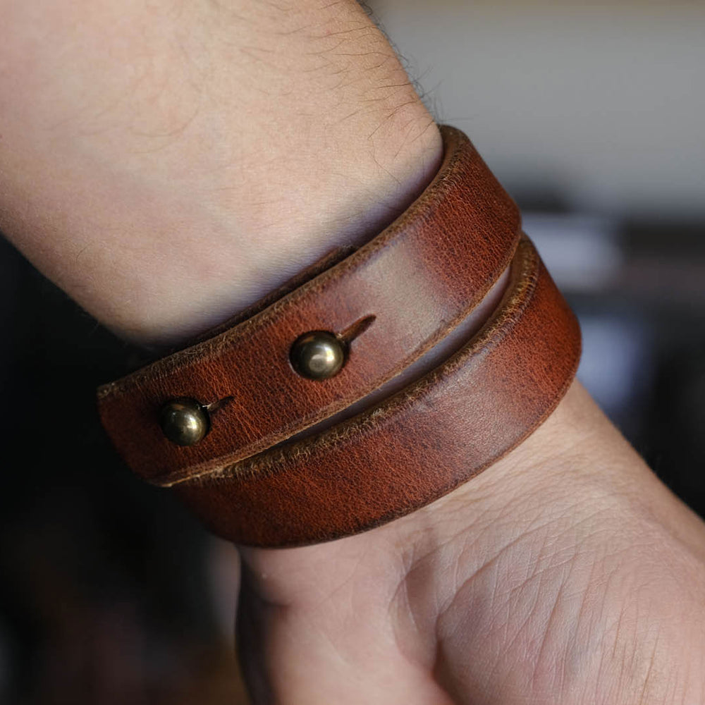 
                  
                    Thick Leather Double Wrap Cuff Handmade PNW USA Craft and Lore
                  
                