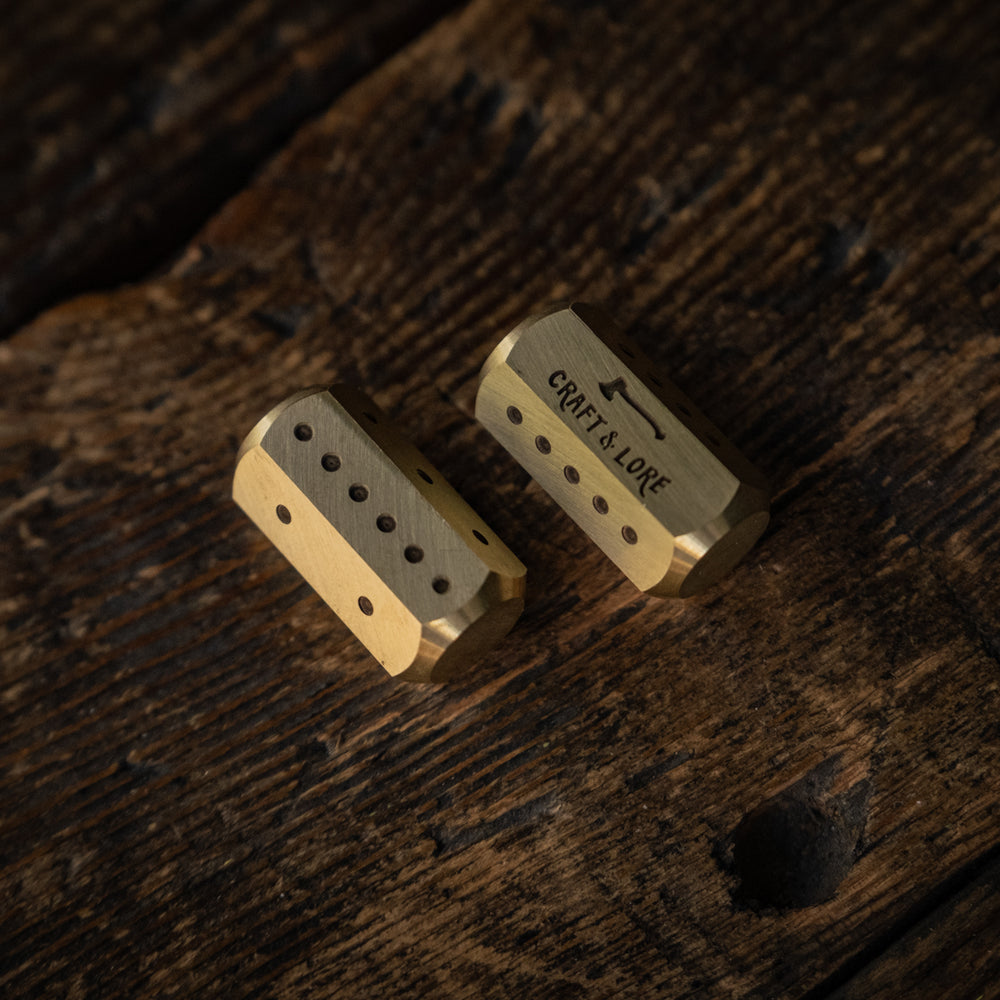 Solid brass bones dice handmade patina quality durable everyday carry games gaming
