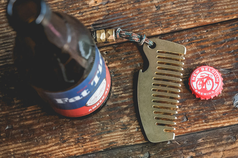 
                  
                    Solid brass beard comb pocket hair grooming bottle opener everyday carry edc usa made gear 
                  
                