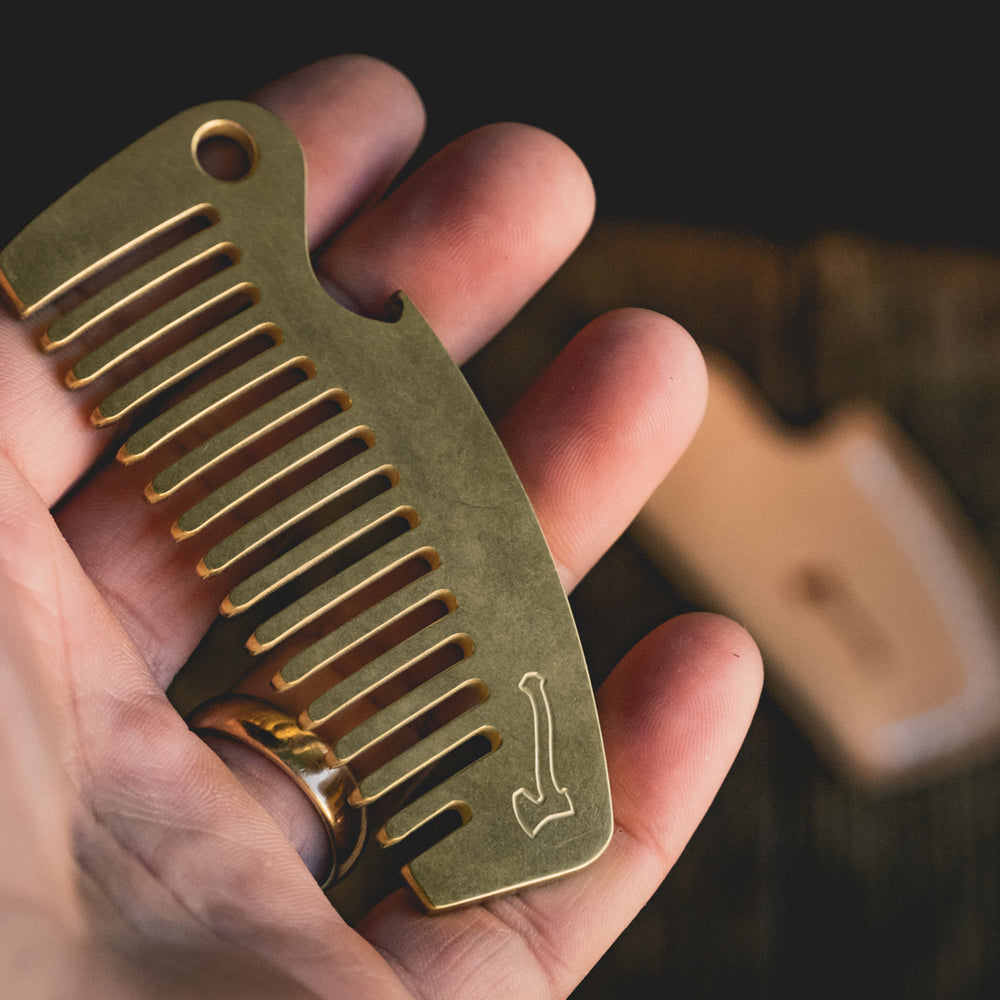 
                  
                    Solid brass beard comb pocket hair grooming bottle opener everyday carry edc usa made gear 
                  
                