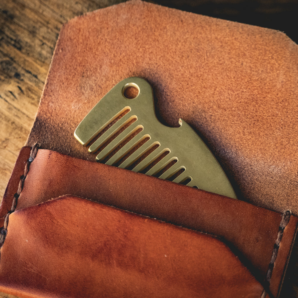
                  
                    Solid brass beard comb pocket hair grooming bottle opener everyday carry edc usa made gear 
                  
                