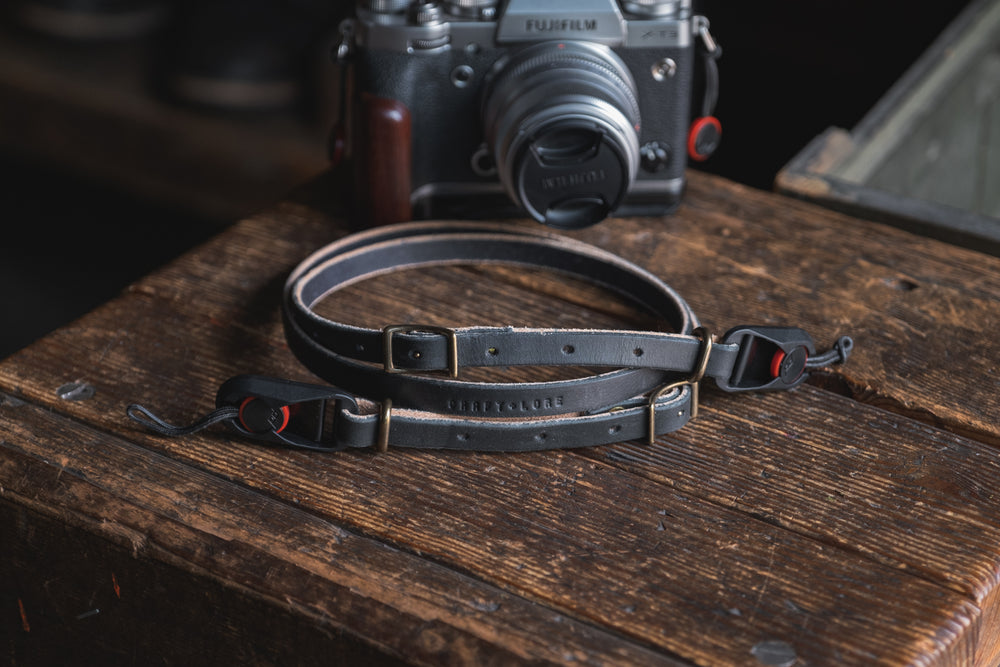 Leather Camera Strap Wide Handmade Fixed Length 