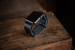 Apple watch strap handmade leather durable quality USA made black blackout vegtan vegetable tanning