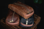 leather dopp kit nightbag travel makeup shave wetshave toolbag handmade rugged durable quality