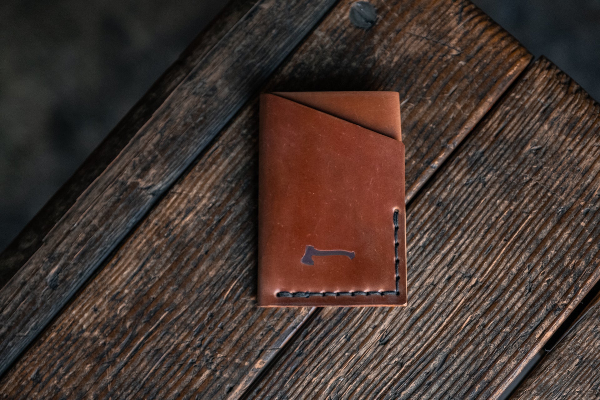 Twobit Wallet in Horween Shell Cordovan, handmade leather card