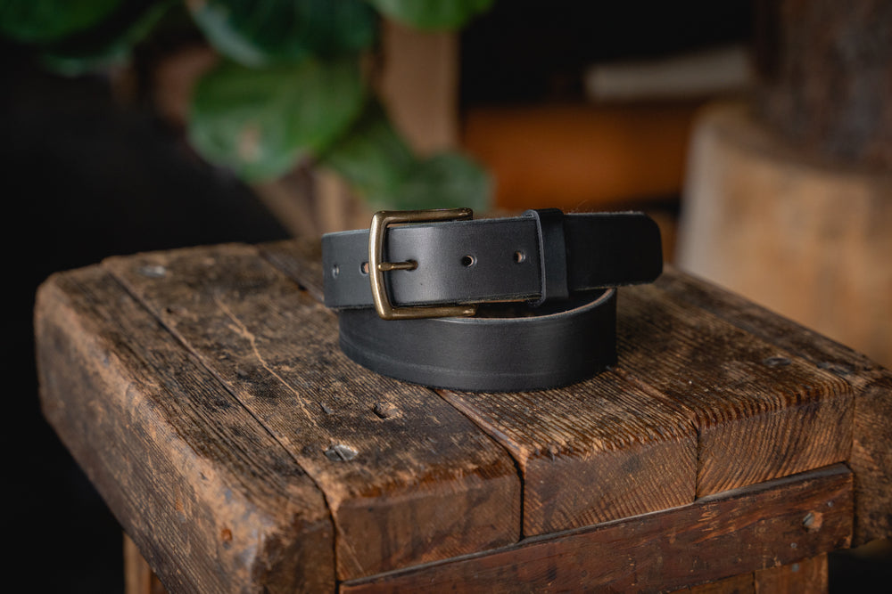 Craft Belt - Thick Black Leather belt USA American made quality full grain durable rugged work handmade belt