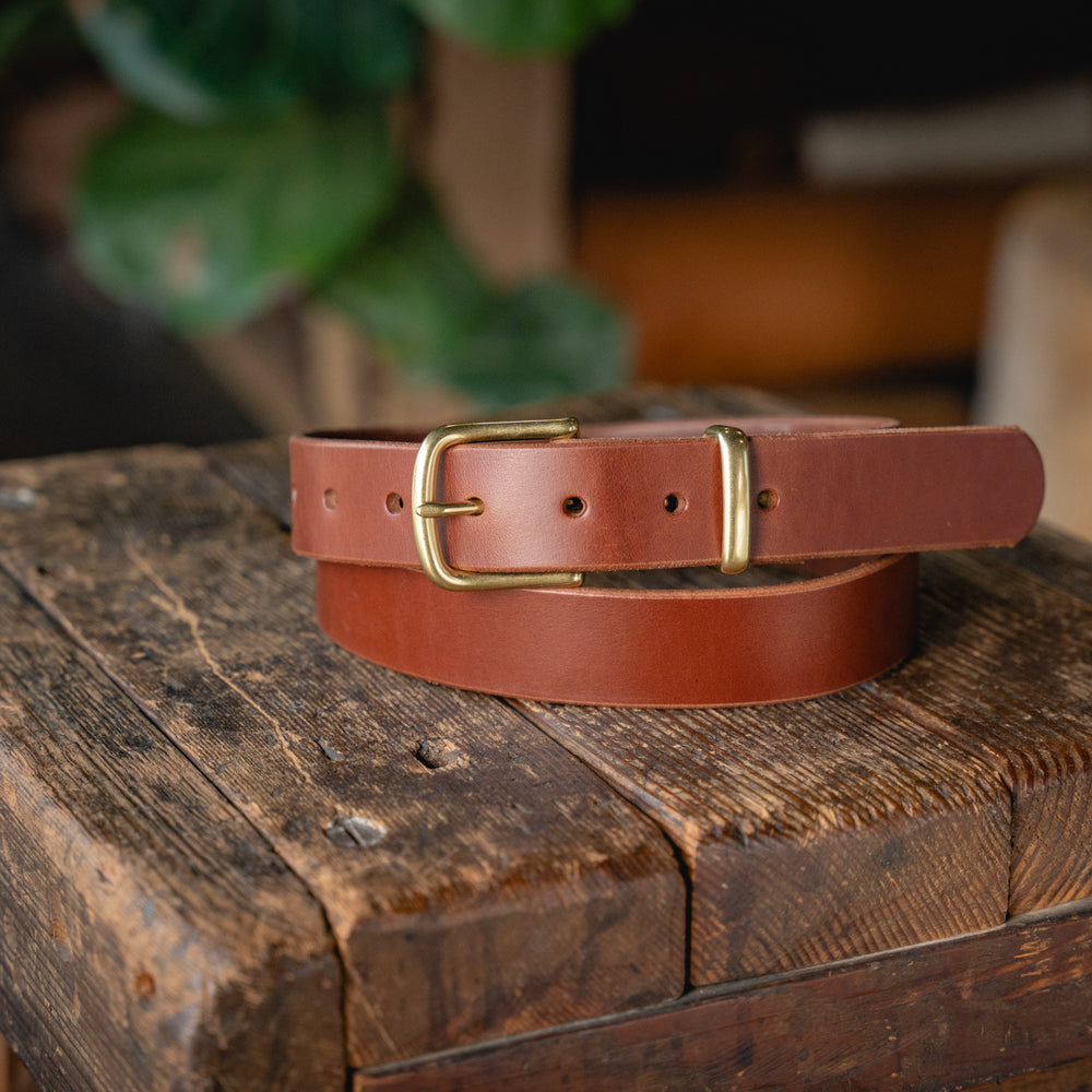 Trade Belt sturdy leather dress belt brass keeper handmade quality usa