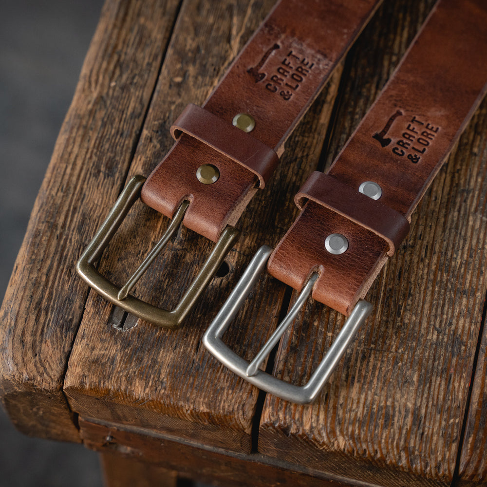 
                  
                    Mountain Belt, Thick Leather Solid Brass Hardware Lifetime Heritage Rugged Belt Handmade Craft and Lore
                  
                