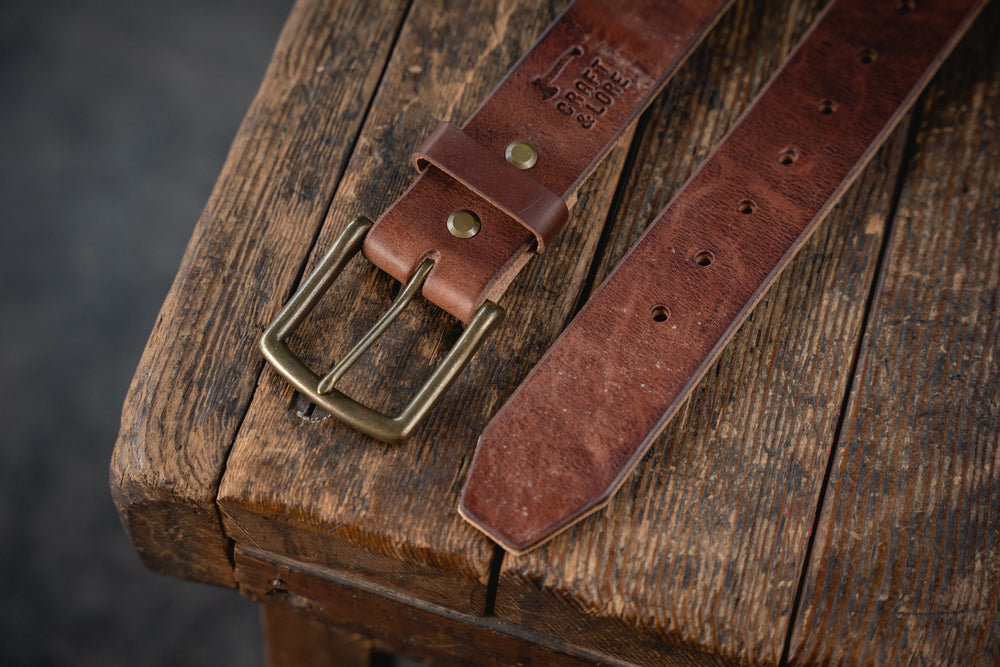 The Mountain Belt Dark Leather Belt Thick Lore – Heavy Harness Craft and Brown. 1.75