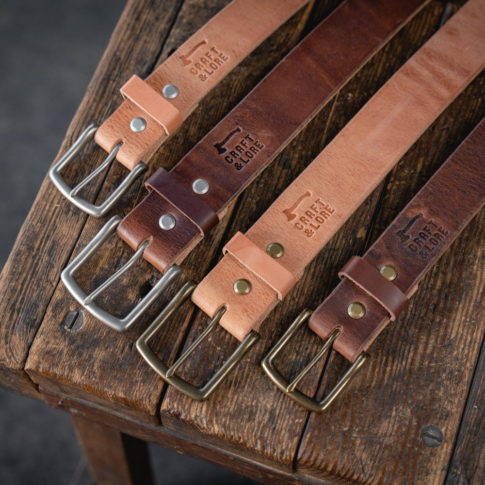 
                  
                    Mountain Belt, Thick Leather Solid Brass Hardware Lifetime Heritage Rugged Belt Handmade Craft and Lore
                  
                