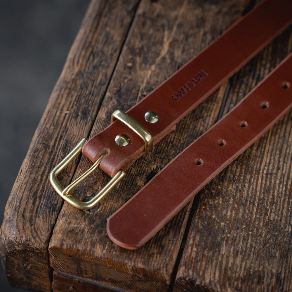 Trade Belt sturdy leather dress belt brass keeper handmade quality usa
