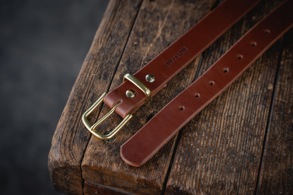 Craft Brown Leather Belt, Handmade American Harness Thick Belt