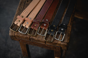 Craft Brown Leather Belt, Handmade American Harness Thick Belt