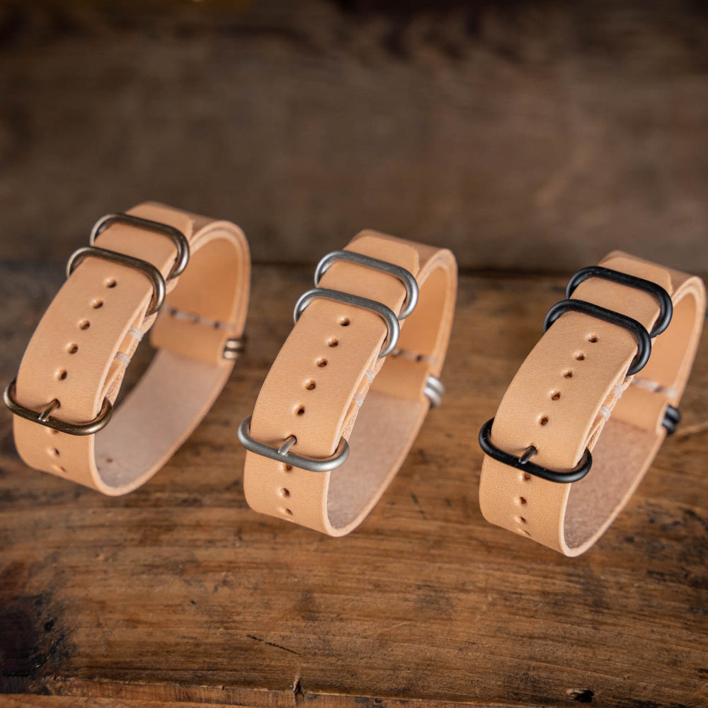 Handmade Leather NATO Watch Strap USA quality buttero vegetable tanned