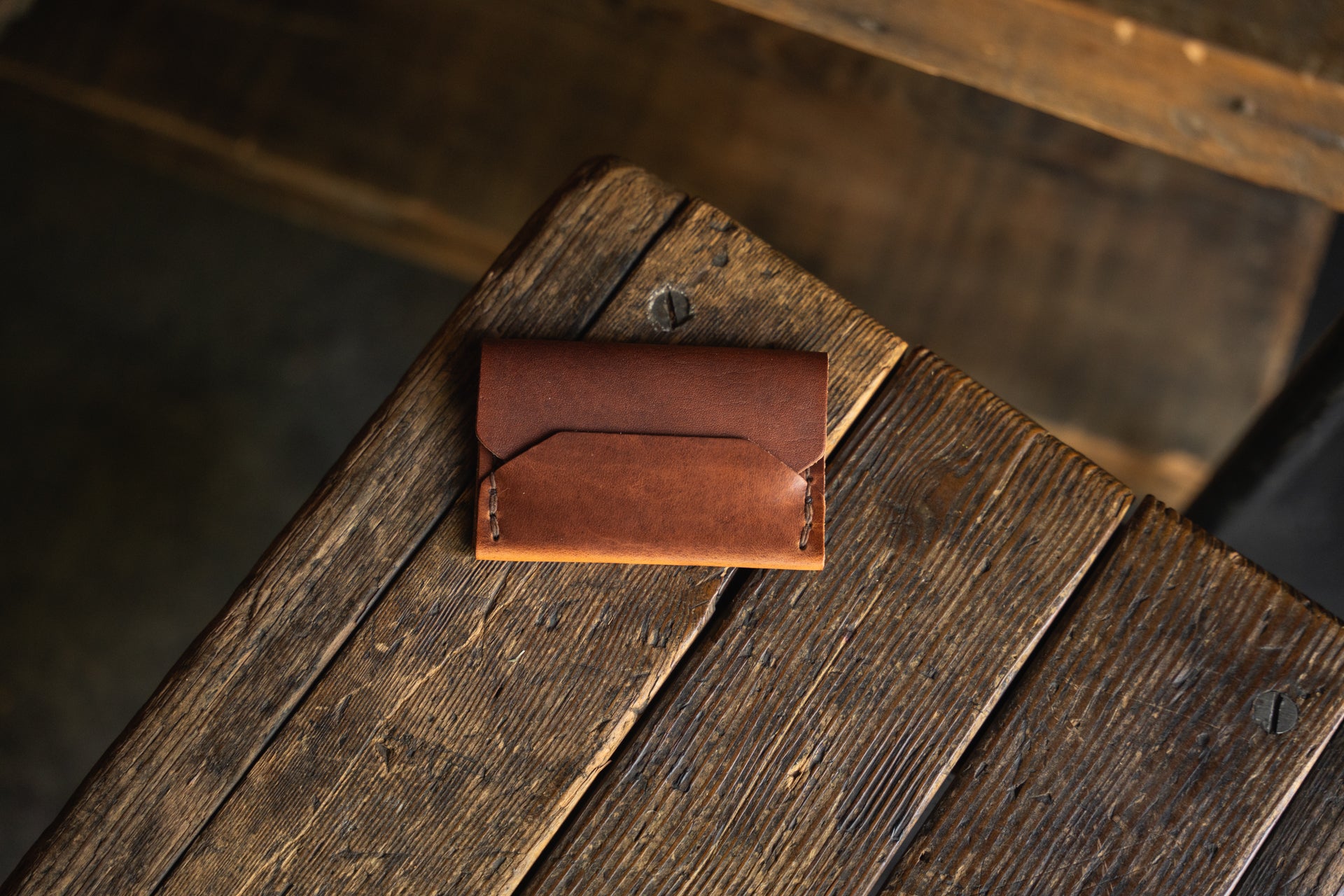 『2年保証』 Enfold Pouch Card Leather Minimalist Handmade Wallet, Card 小物