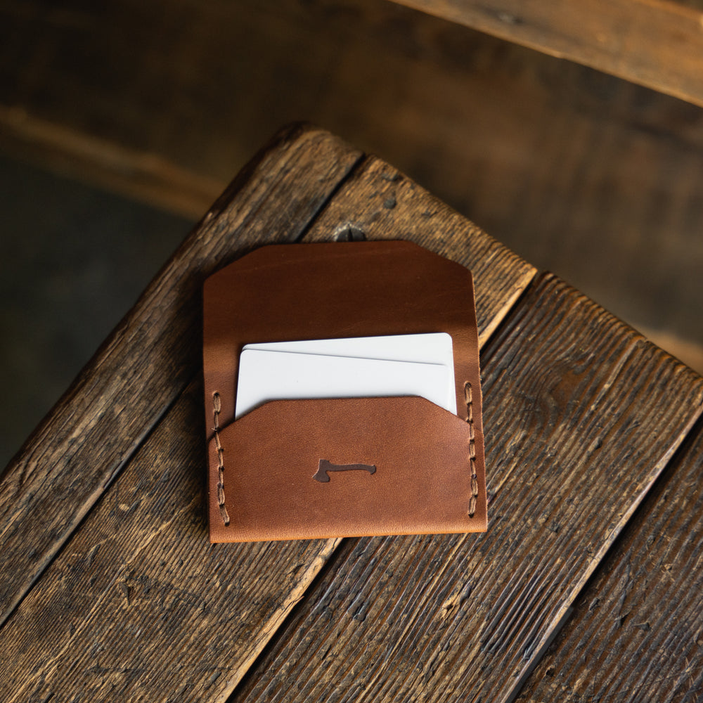 
                  
                    Enfold Card Wallet, Handmade Leather Alternative Pouch Wallet Style Wickett Craig  Horween Chromexcel Tan Patina Durable Leather
                  
                