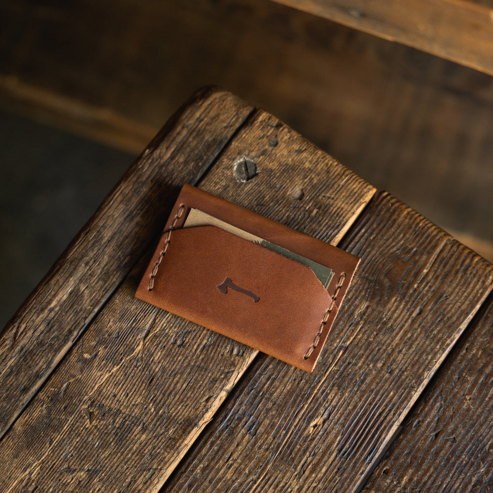 
                  
                    Enfold Card Wallet, Handmade Leather Alternative Pouch Wallet Style Wickett Craig  Horween Chromexcel Tan Patina Durable Leather
                  
                