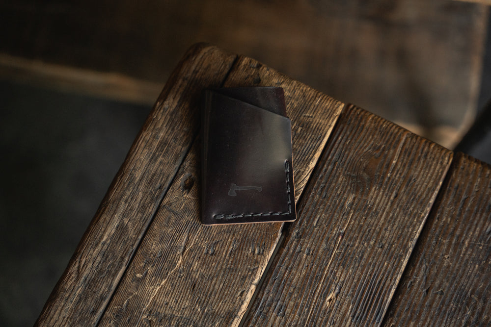 Twobit Wallet Minimal Leather Card Wallet Handmade Horween Reversed Shell Cordovan PNW USA