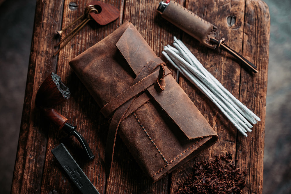 
            
                Load image into Gallery viewer, Rustic Leather Pipe Roll
            
        
