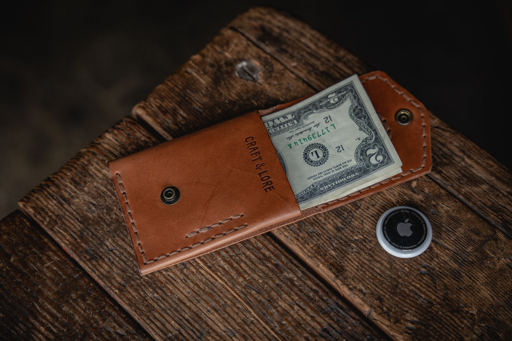 Worry Wallet Apple AirTag Coin Card Cash Handmade Leather Quality Wallet