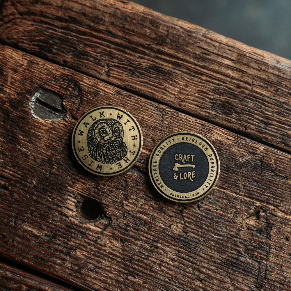 Walk with the Wise Brass EDC Coin Memento Sapiens collector challenge worry usa precision made