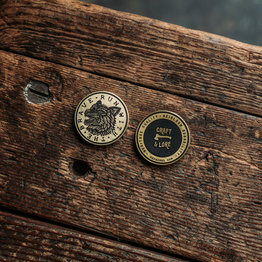 Run with the Brave Brass EDC Coin Memento Fortis collector challenge worry usa precision made