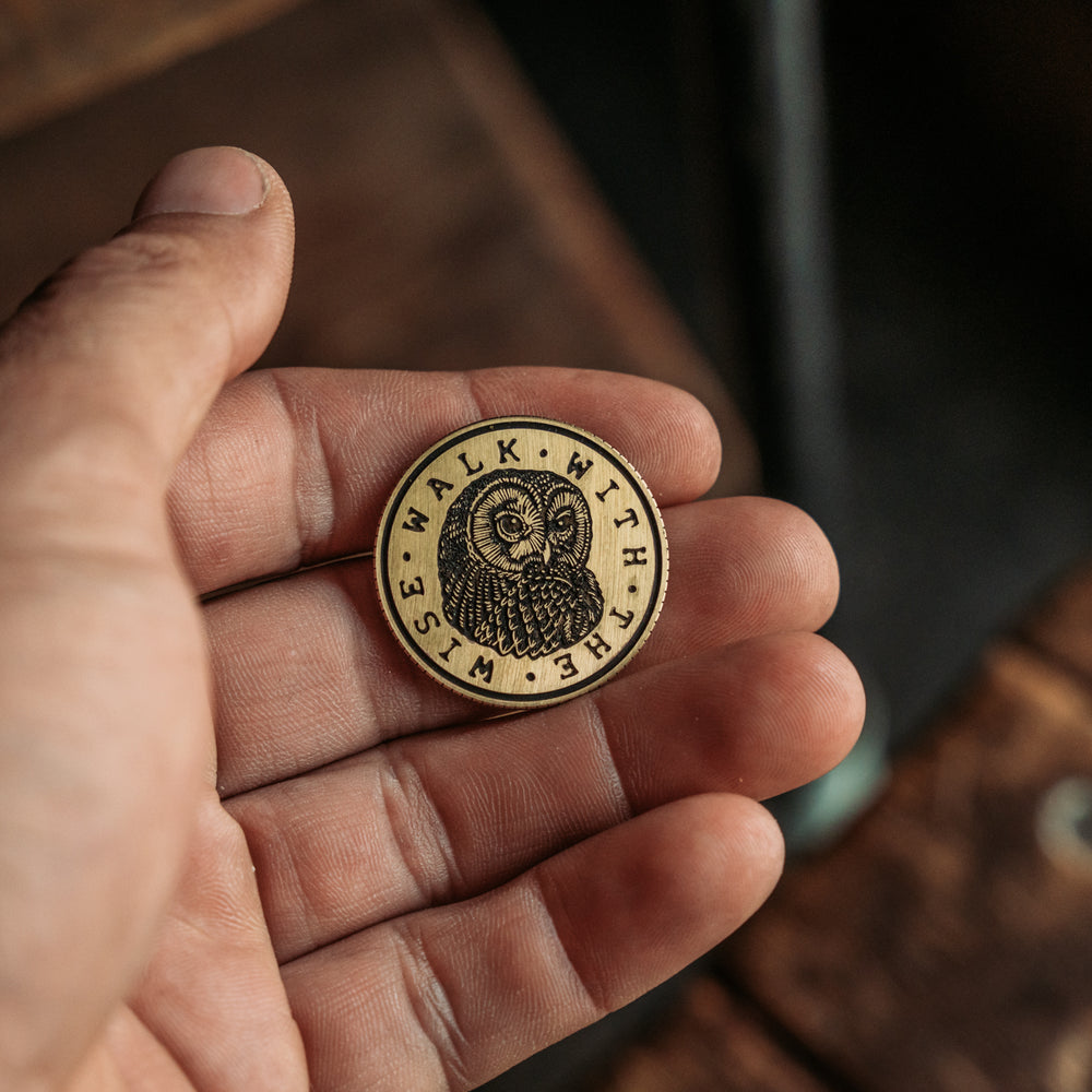Walk with the Wise Brass EDC Coin Memento Sapiens collector challenge worry usa precision made