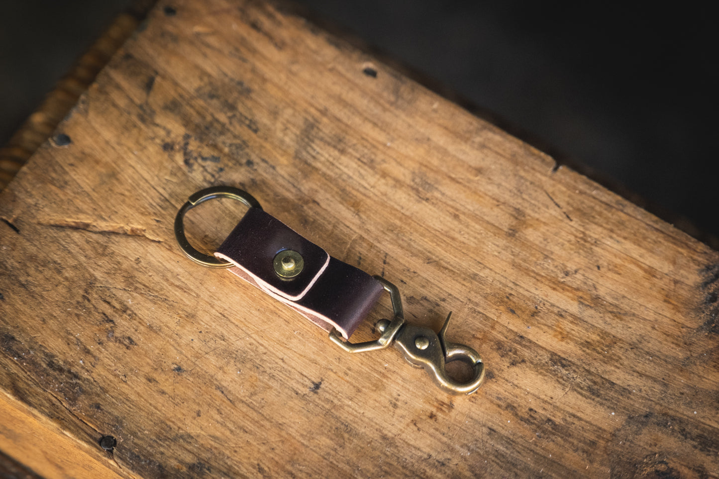 Horween Shell Cordovan keychain brass hardware handmade solid brass quality durable pnw usa craft and lore