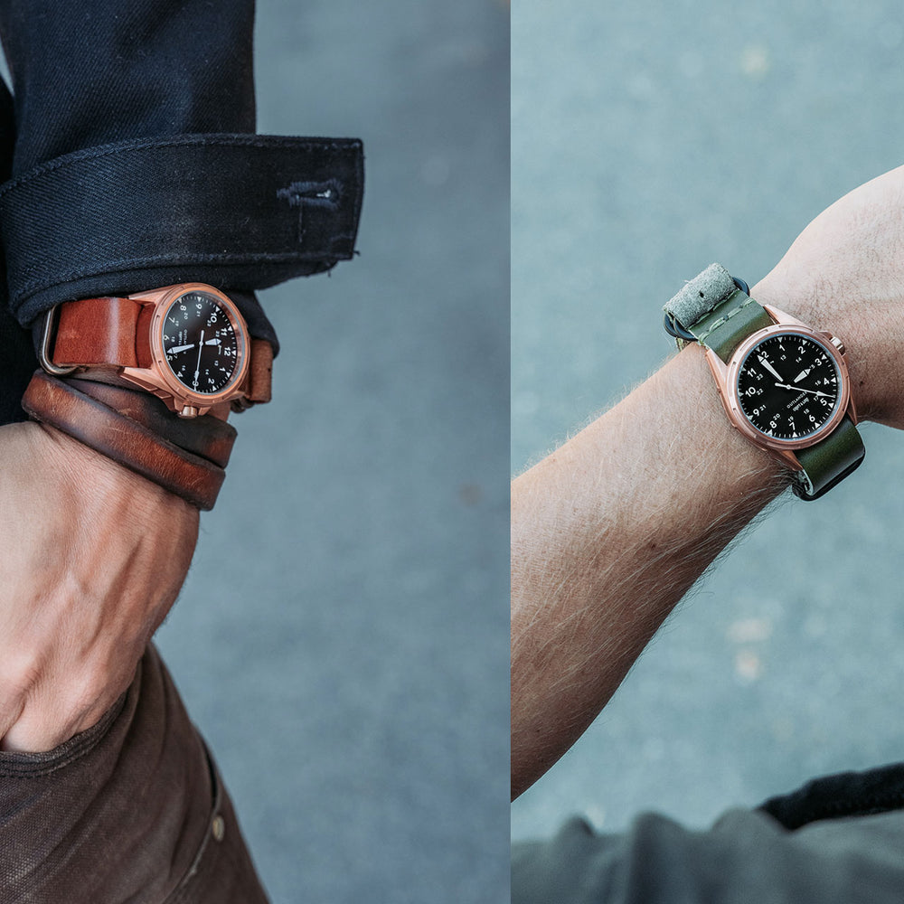 
                  
                    OUTLANDER Bronze Watch USA Swiss Quartz Sapphire Crystal Craft and Lore Natural Handmade Leather Strap
                  
                