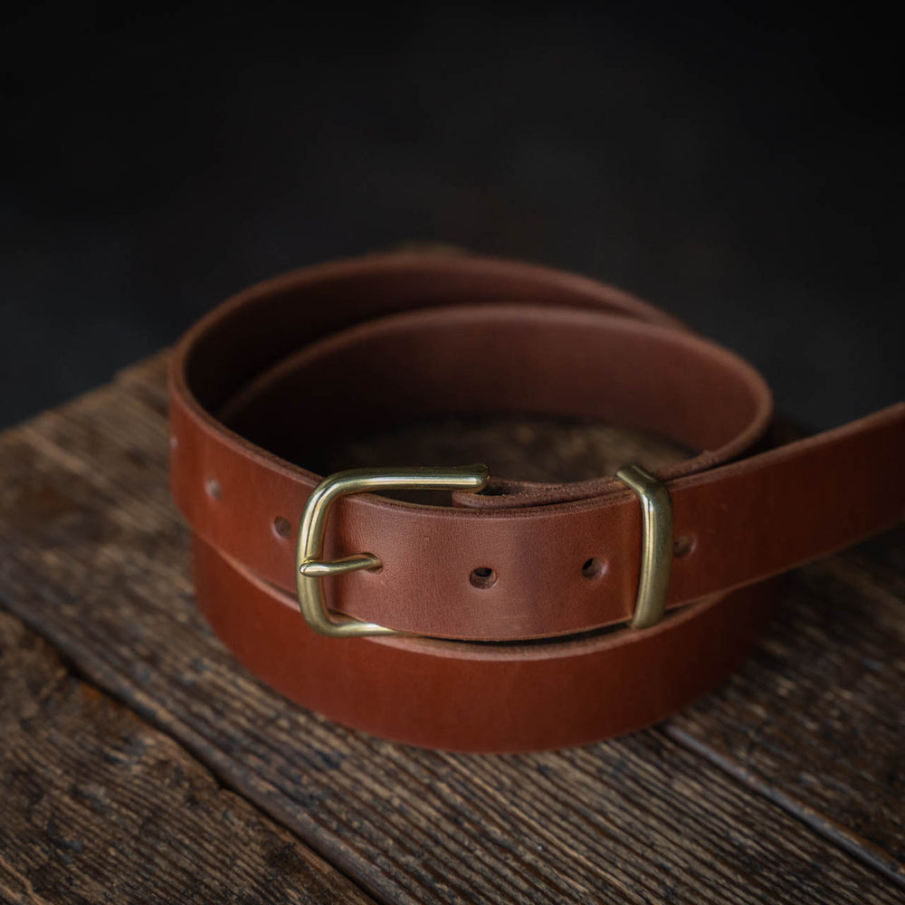 
                  
                    Trade Belt Brown handmade thick sturdy dress belt brass buckle keeper USA quality
                  
                