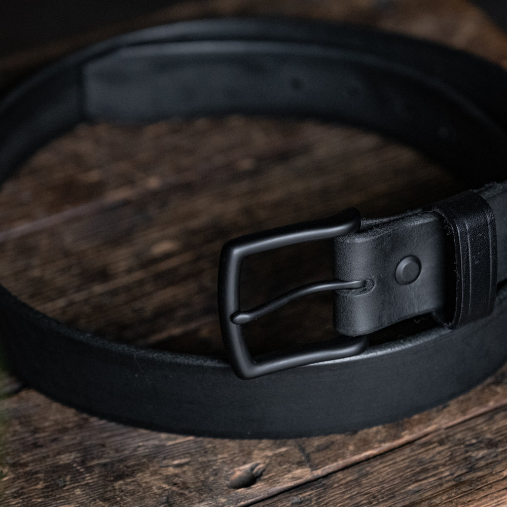 
                  
                    Blackout Leather Belt Black Rugged Thick Gun Durable Quality Handmade USA
                  
                