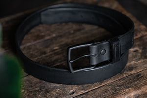 
            
                Load image into Gallery viewer, Blackout Leather Belt Black Rugged Thick Gun Durable Quality Handmade USA
            
        