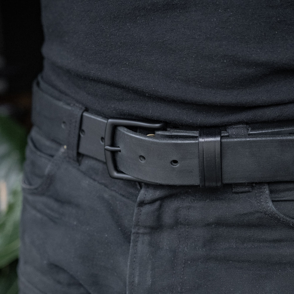 
                  
                    Blackout Leather Belt Black Rugged Thick Gun Durable Quality Handmade USA
                  
                