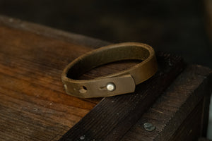
            
                Load image into Gallery viewer, Handmade thick leather bracelet cuff durable rugged sturdy quality rustic
            
        