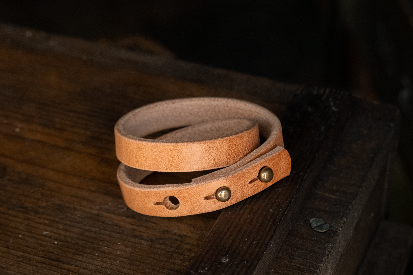 Double Wrap Mountain Cuff, thick leather bracelet – Craft and Lore