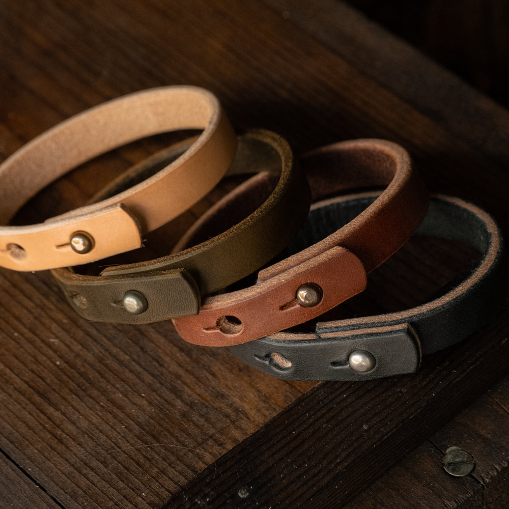 Handmade thick leather bracelet cuff durable rugged sturdy quality rustic