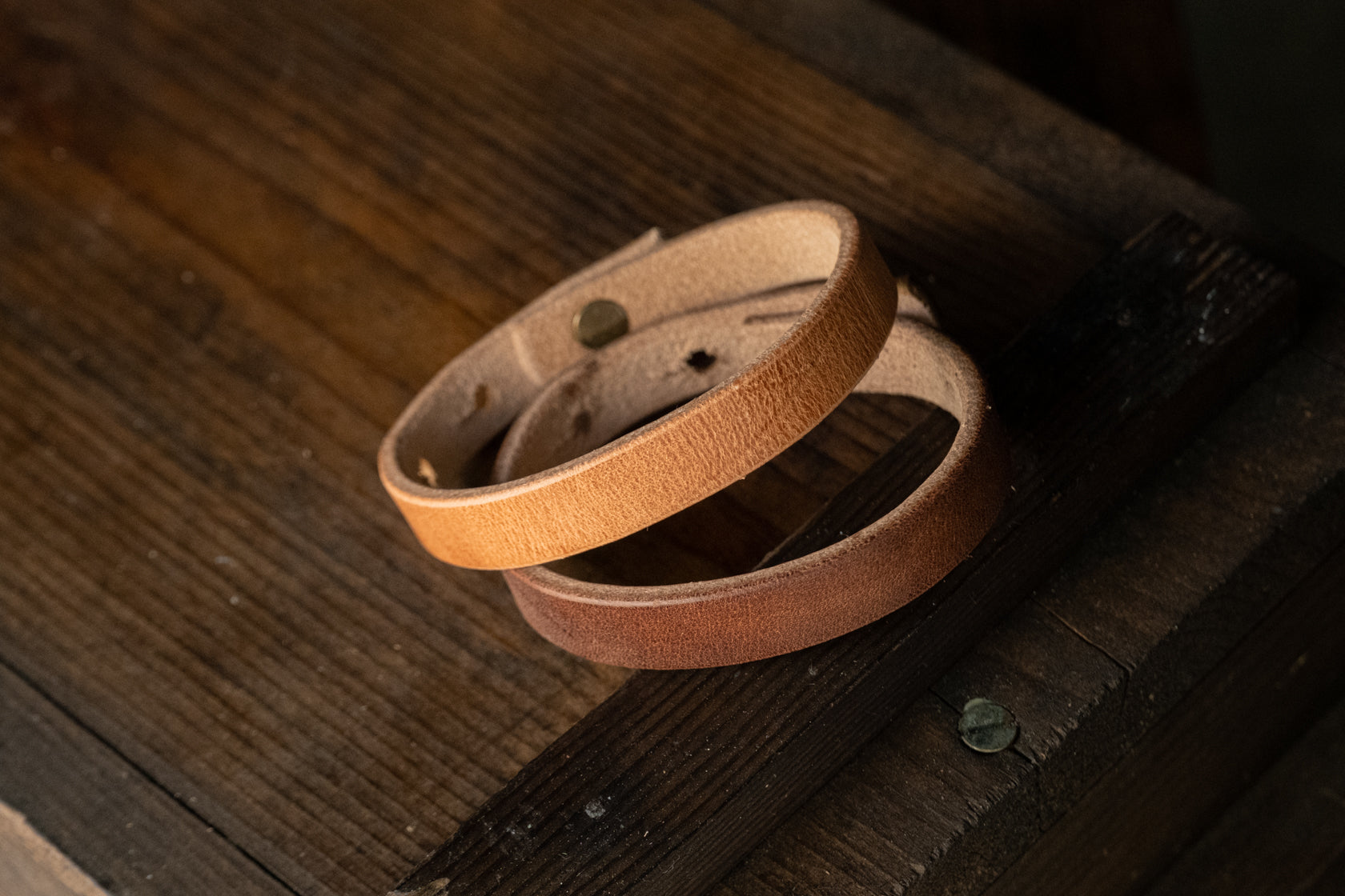 Mountain Cuff, Single Wrap Thick Leather Cuff Bracelet – Craft and