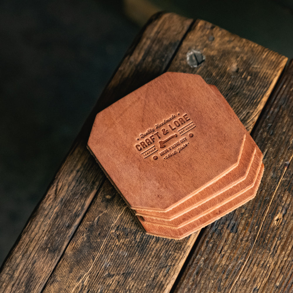 
                  
                    Leather Coaster Set, handmade heavy duty thick rustic coasters
                  
                