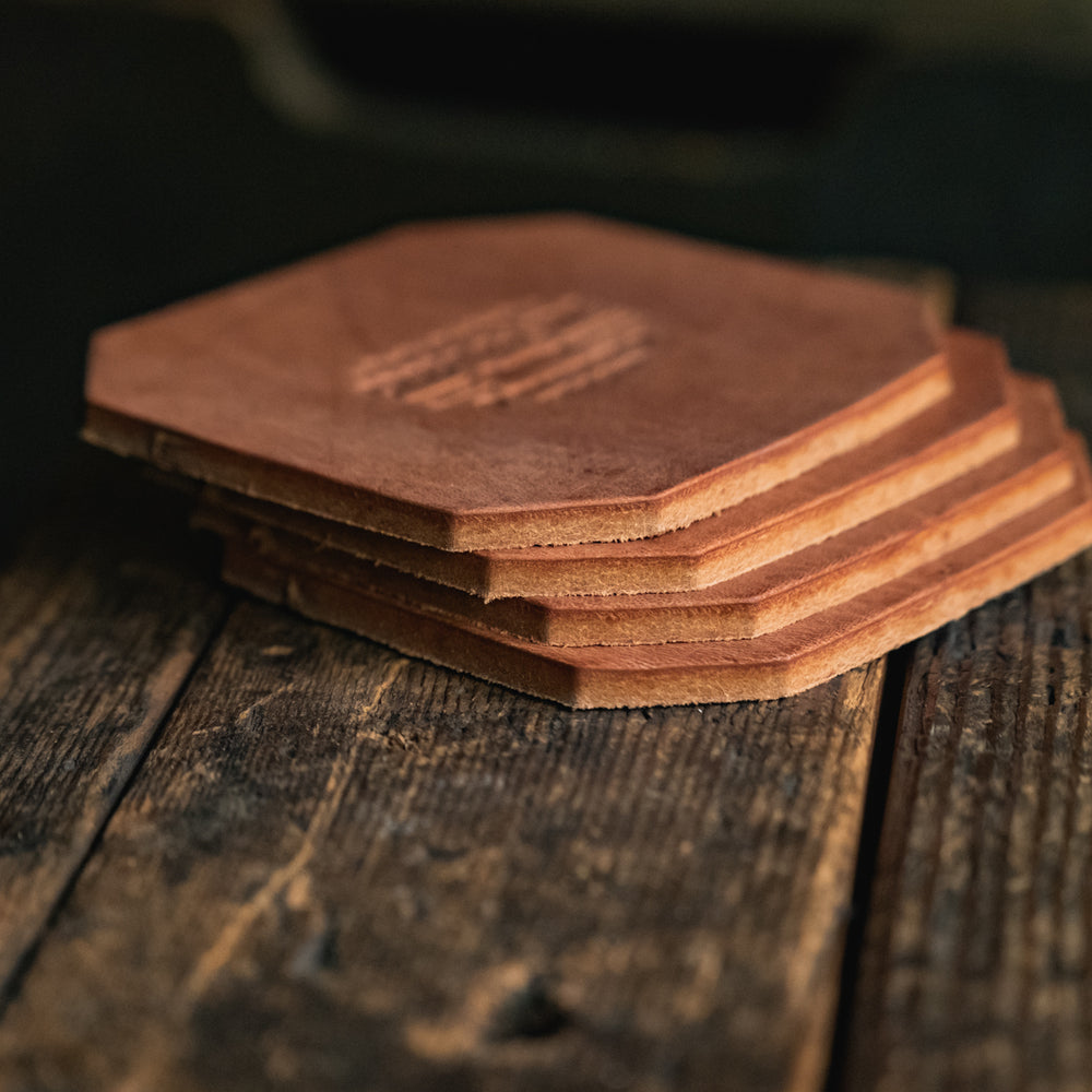 
                  
                    Leather Coaster Set, handmade heavy duty thick rustic coasters
                  
                