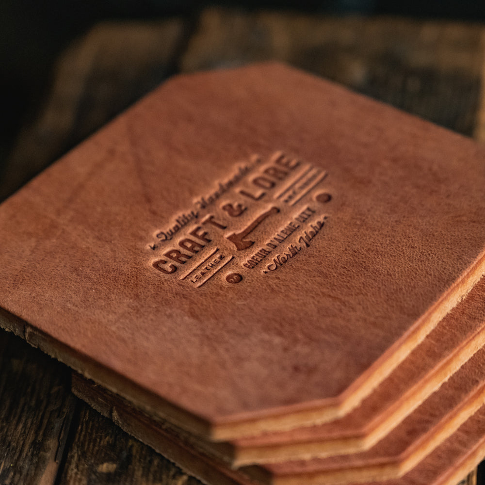 
                  
                    Leather Coaster Set, handmade heavy duty thick rustic coasters
                  
                
