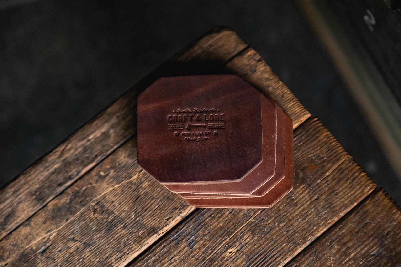 Craft and Lore Octagon Harness Leather Coaster