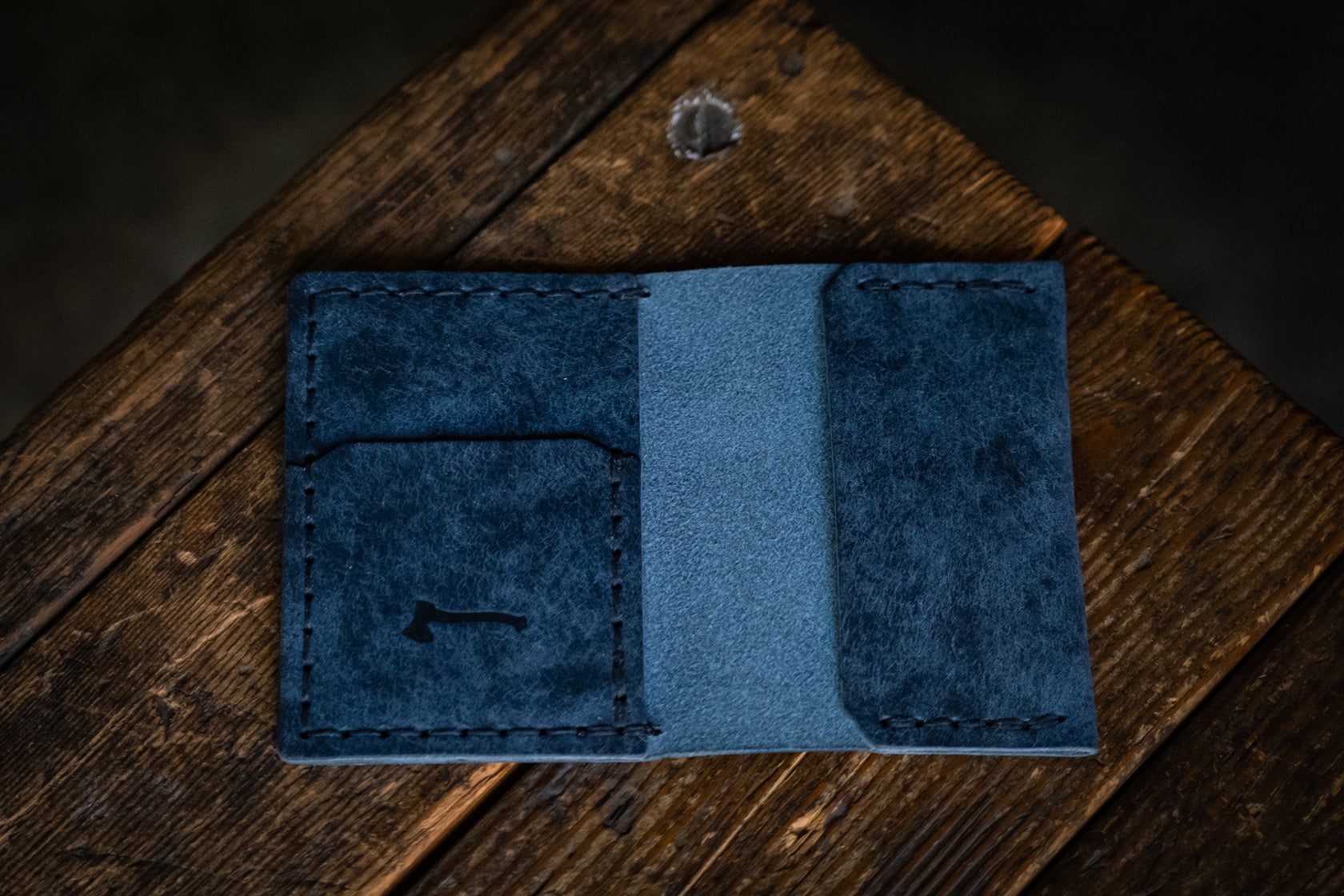 Pueblo Navy Blue Limited Edition Handmade Leather Wallets – Craft