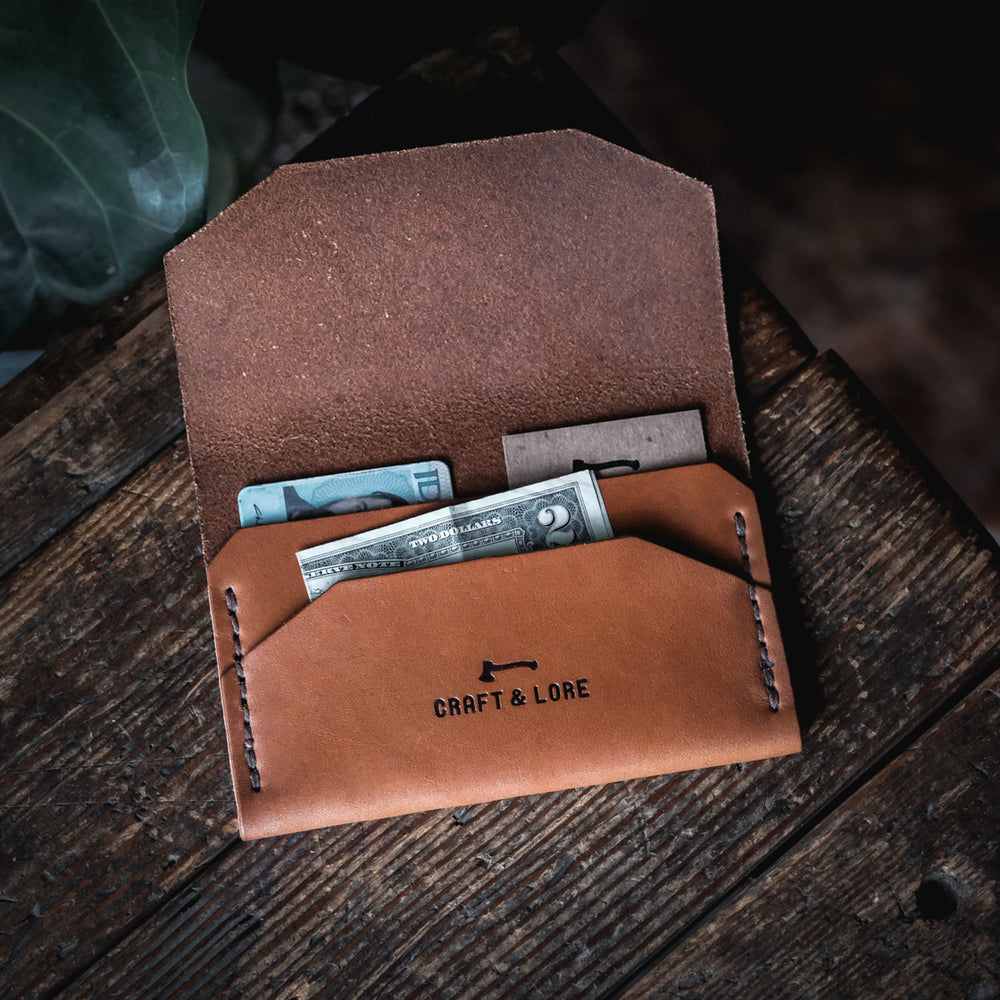 Enfold Wallet Horween Dublin Handmade Quality Durable Alternative Unique Original Design Style Buck Brown Wickett Craig Natural Veg Tan Patina