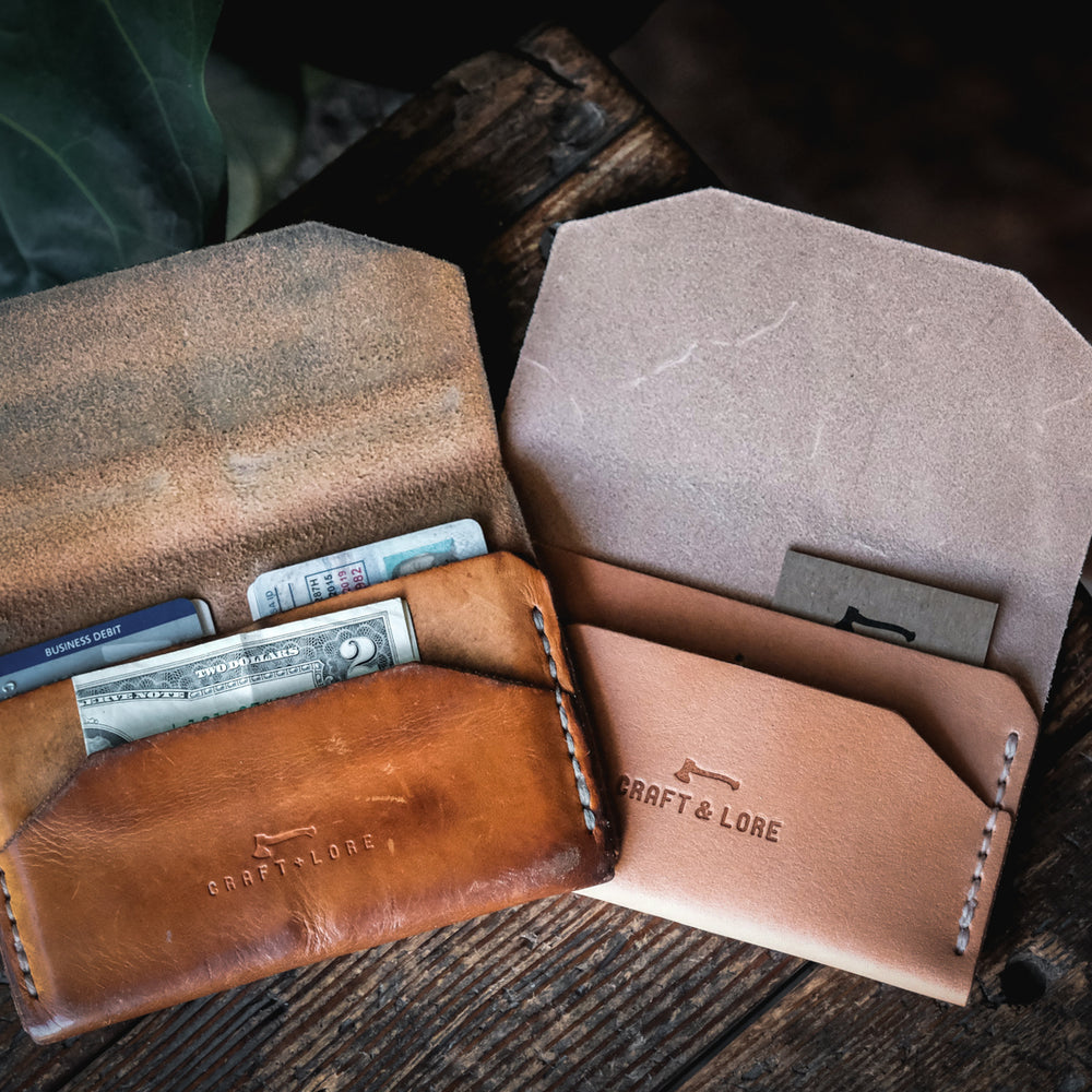 
                  
                    Enfold Wallet Horween Dublin Handmade Quality Durable Alternative Unique Original Design Style Buck Brown Wickett Craig Natural Veg Tan Patina
                  
                