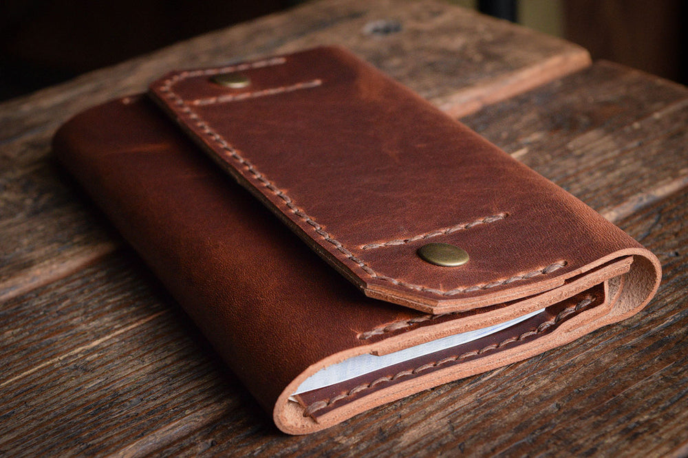Handmade Leather Check Book Cover Wallet Horween