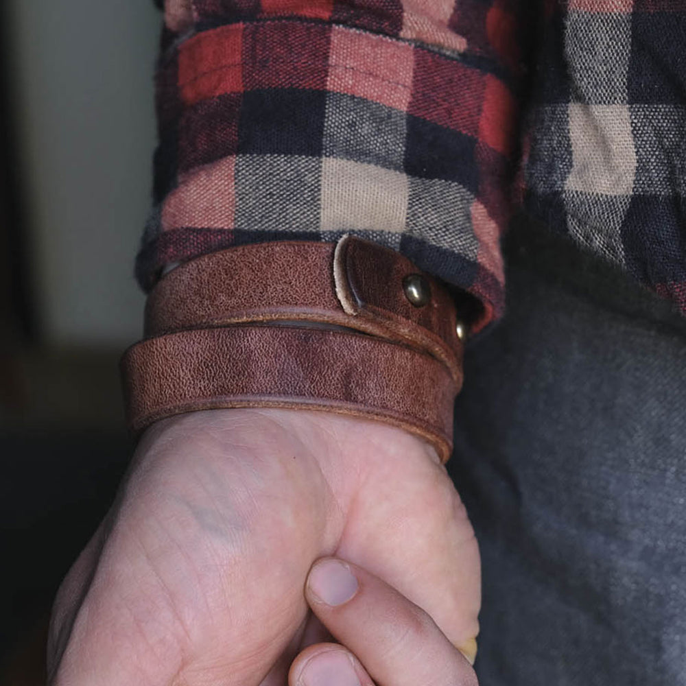 
                  
                    Thick Leather Double Wrap Cuff Bracelet Handmade PNW USA Craft and Lore
                  
                