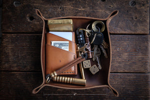 EDC Valet Tray, Leather Catch-all for Everyday Carry Handmade