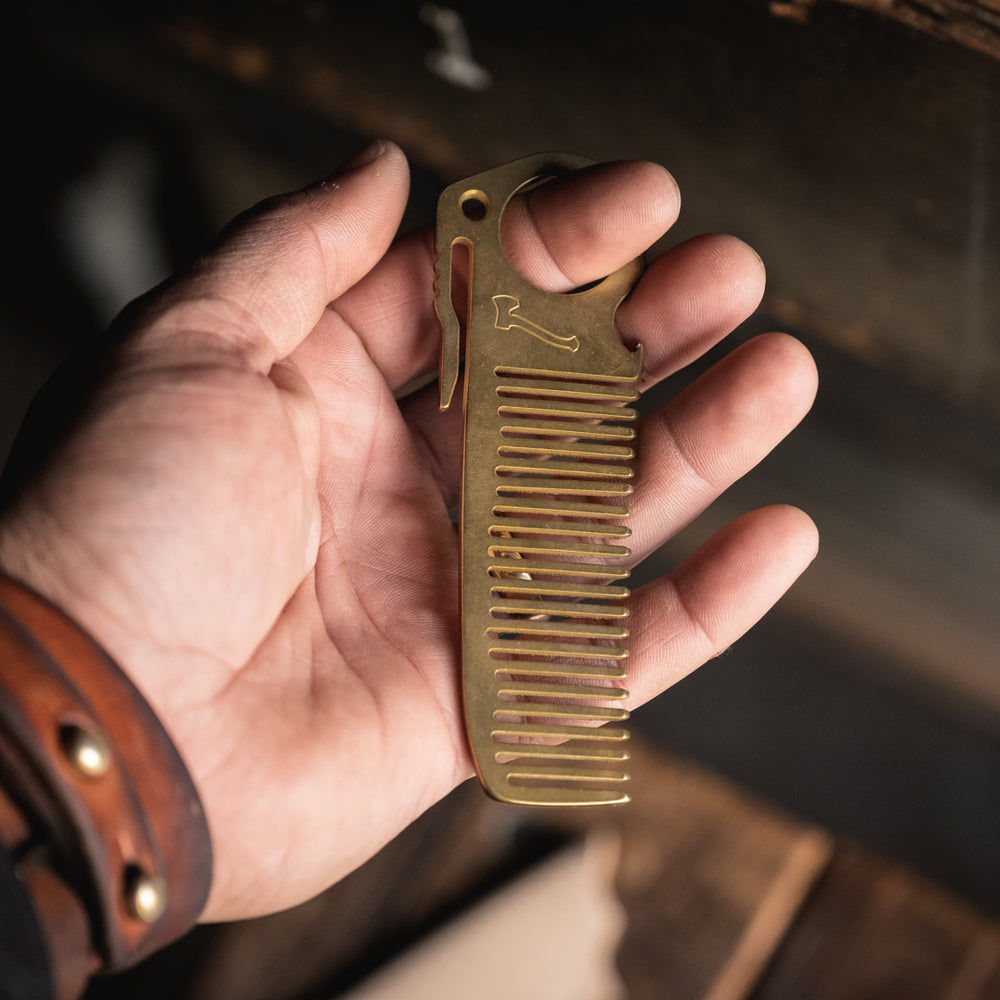 
                  
                    HogsTooth Brass pocket comb beard hair grooming everydaycarry precision usa made patina quality edc style
                  
                